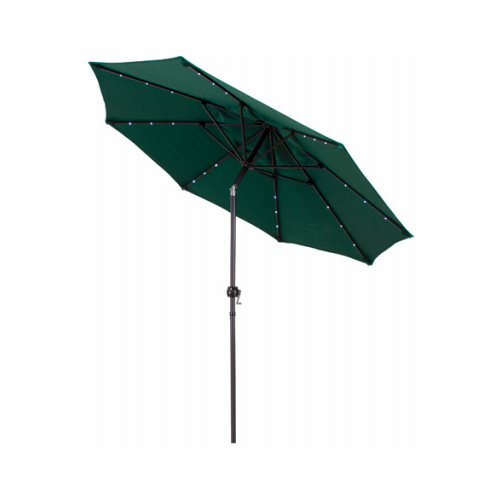 Market Umbrella With LED Lights, Hunter Green, 9-Ft.