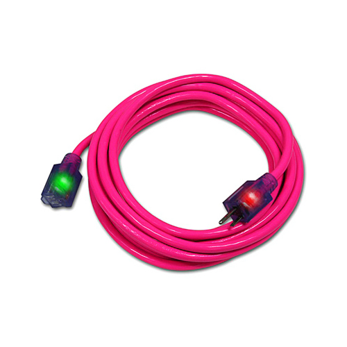 Extension Cord, Pink, 12/3, 100-Ft.