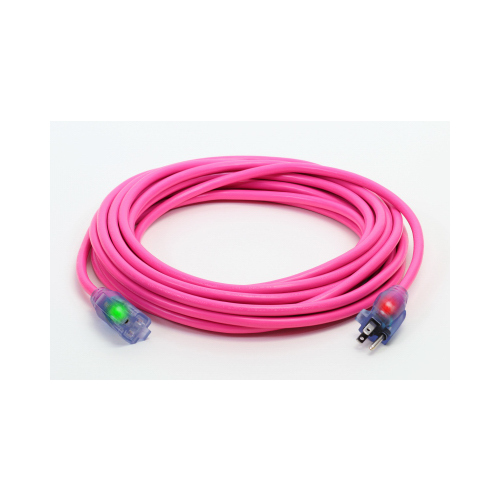 Extension Cord, Pink, 14/3, 100-Ft.