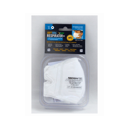 SoftSeal 16-90087 N95 Valved Safety Mask, M  pack of 3