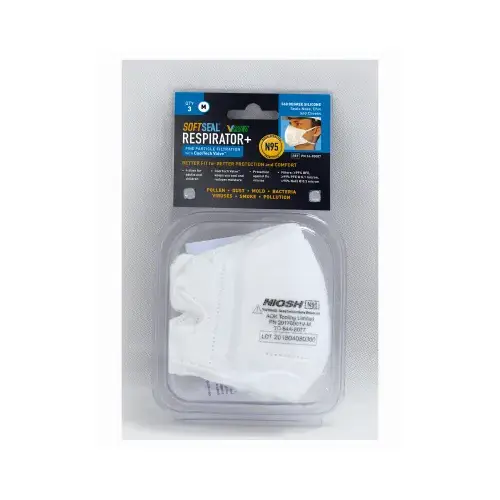 SoftSeal 16-90087 N95 Valved Safety Mask, M - pack of 3