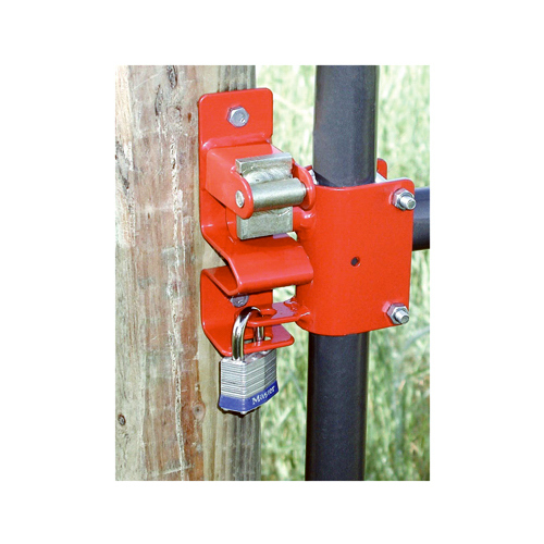 Gate Latch, 1-Way, Lockable, Steel, Red, For: 1-5/8 to 2 in OD Round Tube Gate