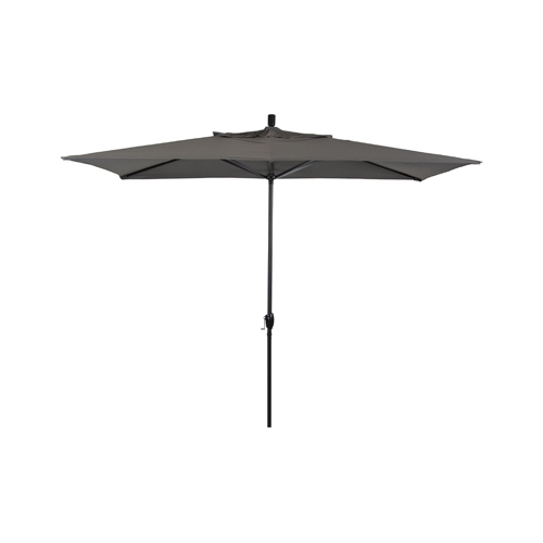 Deluxe Patio Market Umbrella, Charcoal Polyester/Aluminum, 10 x 6-Ft.