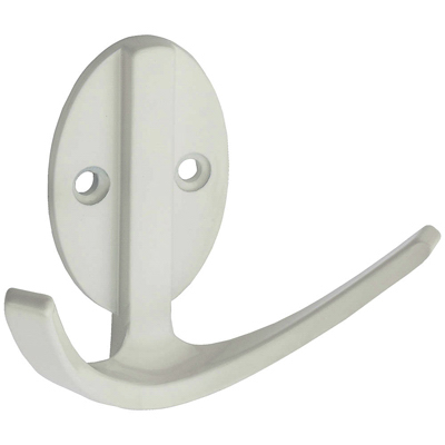 National Hardware N807-010 V8010 Robe Hook, 2-Hook, Zinc White