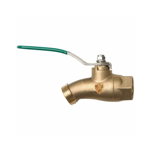 No-Kink Ball Valve, Quarter Turn, Lead-Free, 1/2 FIP x 3/4-In. Hose Thread