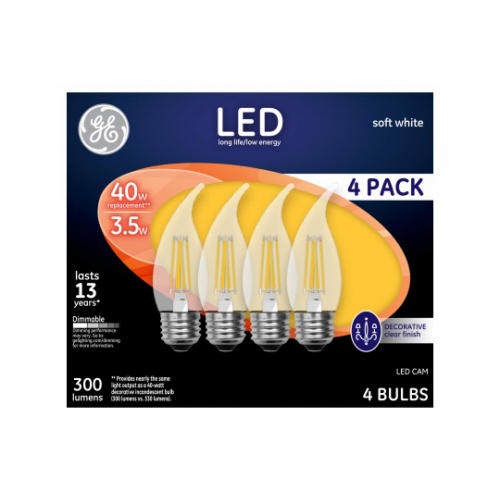 Decorative LED Light Bulbs, Soft White, Clear, 300 Lumens, 3.5-Watts  pack of 4