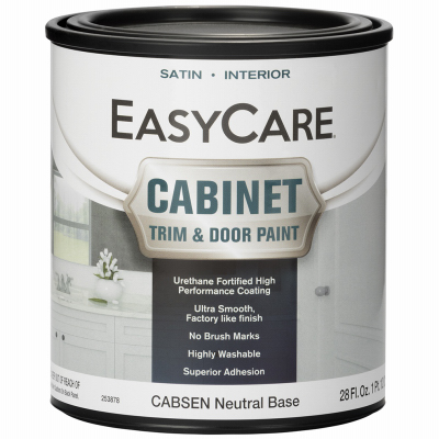 TRUE VALUE MFG COMPANY CABSEN-QT Cabinet Door & Trim Paint, Satin Finish, Neutral Base, Acrylic Polyurethane, Qt.