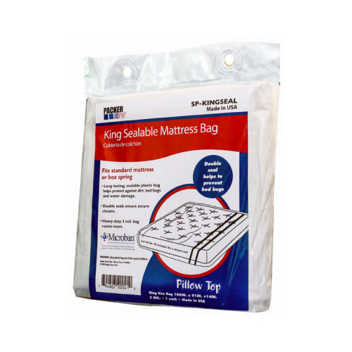 SCHWARZ SUPPLY SOURCE SP-KINGSEAL Sealable Microban King Mattress Bag, 100 x 91 x 14-In.
