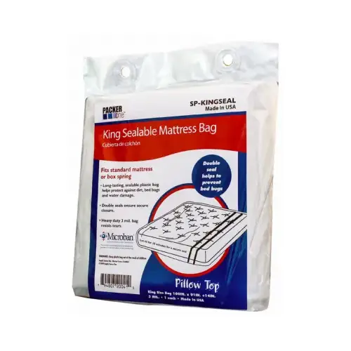 SCHWARZ SUPPLY SOURCE SP-KINGSEAL Sealable Microban King Mattress Bag, 100 x 91 x 14-In.