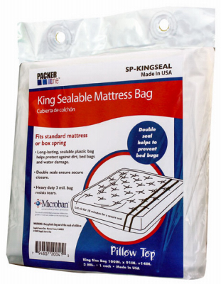 SCHWARZ SUPPLY SOURCE SP-KINGSEAL Sealable Microban King Mattress Bag, 100 x 91 x 14-In.