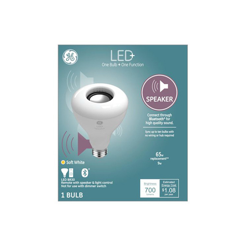 LED Bulb With Speaker & Remote, BR30, Soft White, 700 Lumens, 9-Watt