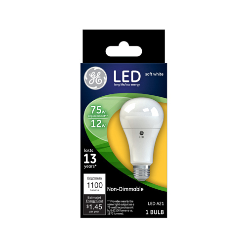 LED Light Bulb, Soft White, Non-Dimmable, 1100 Lumens, 12-Watts