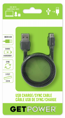 GetPower GP-USB-BRM USB Charging and Sync Cable, 3 ft L