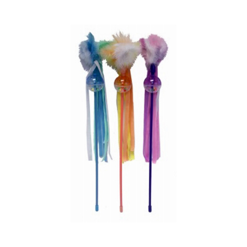 MULTIPET INTERNATIONAL 20138 Cat Toy, Teaser Wand, Assorted Colors, 18-In.