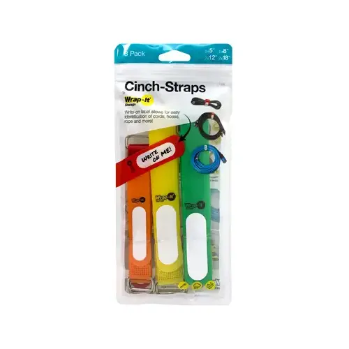 WRAP IT STORAGE 208-ASST Cinch-Strap Storage Straps, Assorted pack of 8