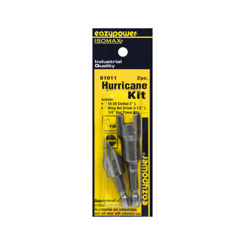 Hurricane Kit, Wing Nut Driver & 18-20-In. Slotted Power Bit, 2-Pc.