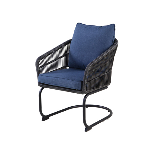 Four Seasons Courtyard 525.0430.000 Adelaide C-Spring Cushioned Dining Chairs, Charcoal Wicker, Steel Frame Pair