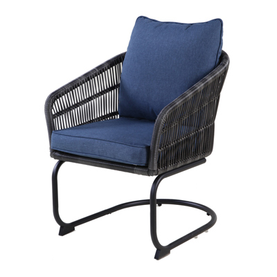 Four Seasons Courtyard 525.0430.000 Adelaide C-Spring Cushioned Dining Chairs, Charcoal Wicker, Steel Frame Pair