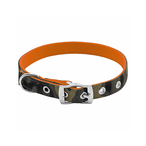 Dog Collar, Reversible Camo/Orange, 3/4 x 16 to 20-In.