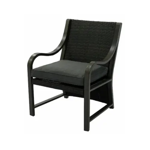 Canmore Captain Chair, Woven Espresso Back, Gray Seat Cushion, Aluminum Frame