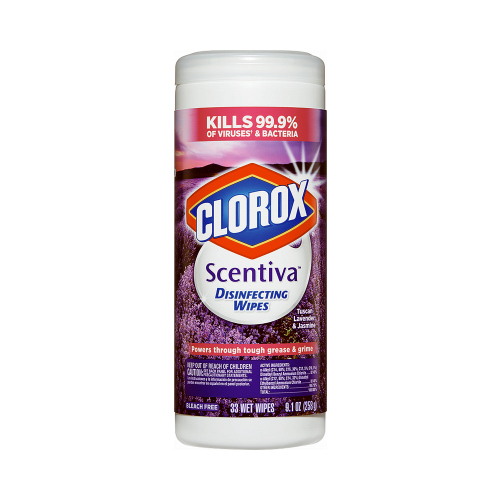 The Clorox Company 31384 Cleaning Disinfecting Wipes, Lavender & Jasmine Scent, 33-Ct.