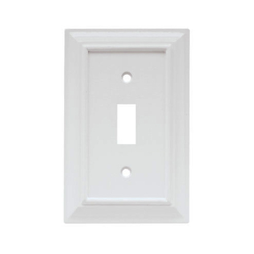 Toggle Wall Plate, 1-Gang, Wood Architectural, White MDF Material