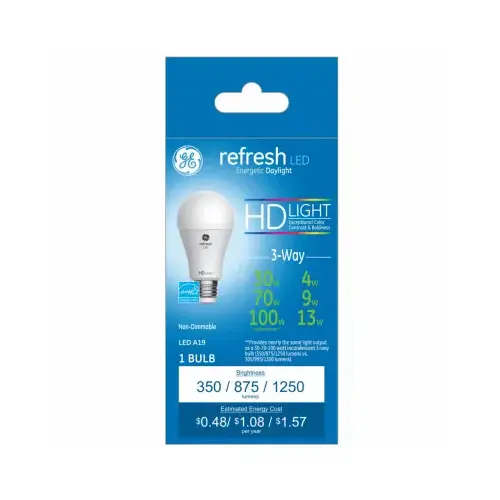 Refresh HD LED 3-Way Light Bulb, Daylight, 4/7/13-Watts