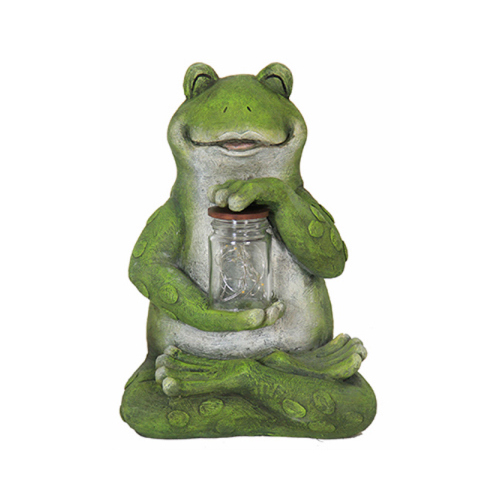 LED Solar Statue, Frog With Lighted Fireflies,