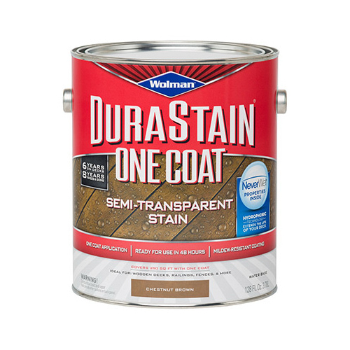 Durastain Water Based Exterior Wood Stain, 1 Coat Semi-Transparent Chestnut Brown, 1-Gallon