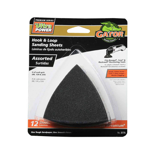 Hook & Loop Sandpaper, Assorted Grit, 3 In., 12-Pk.