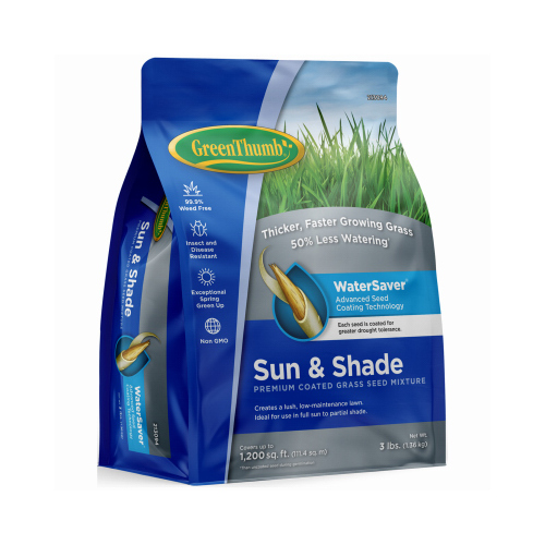 Premium Coated Grass Seed, Sun/Shade, 3-Lbs., Covers 1,200 Sq. Ft.