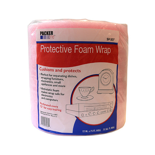 SCHWARZ SUPPLY SOURCE SP-307 Protective Foam Wrap, Pink, 12-In. x 75-Ft.