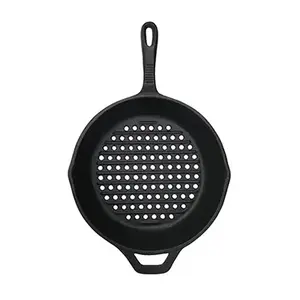 MR BAR BQ 00397TVN Grill Pan with Holes, Cast Iron, 10.25-In