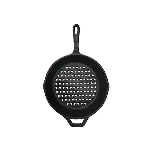 Grill Pan with Holes, Cast Iron, 10.25-In.