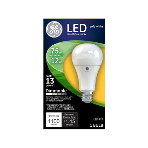 LED Light Bulb, Soft White, Dimmable, 1100 Lumens, 12-Watts