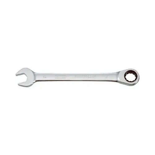 Combination Wrench, Metric, 19 mm Head, 9-11/16 in L, 12-Point, Chrome, Comfort-Grip Handle