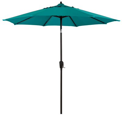 March Products ECO908D709-P33 Patio Market Umbrella, Crank Open, Steel Frame, Teal Polyester, 9-Ft.