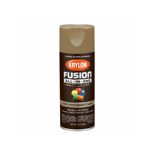 KRYLON K02781007 Fusion Primer and Spray Paint, Textured, Desert Sand, 12 oz, Aerosol Can
