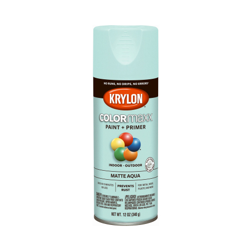 COLORmaxx Spray Paint, Matte, Aqua, 12 oz, Aerosol Can