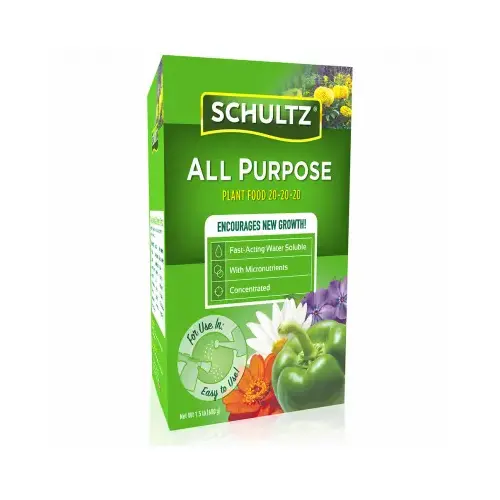 Schultz SPF70680 Plant Fertilizer, 1.5 lb, Powder, 20-20-20 N-P-K Ratio