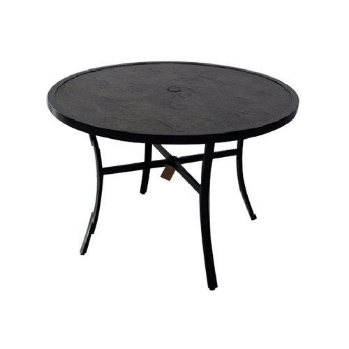 Chesapeake Patio Dining Table, Taupe With Pewter Aluminum Frame, 48-In. Round