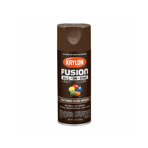 Fusion Primer and Spray Paint, Textured, Dark Bronze, 12 oz, Aerosol Can