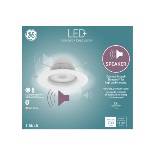 LED+ Recessed Bulb With Integrated Speaker, Frosted Soft White, 700 Lumens, 9-Watts