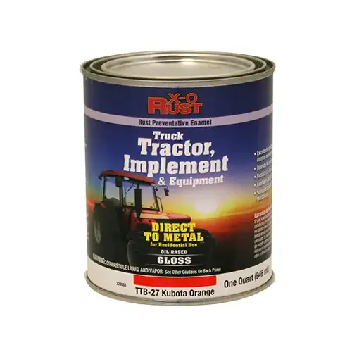 TRUE VALUE MFG COMPANY TTB27-QT Rust-Preventative Paint & Primer, Direct to Metal, Truck, Tractor, Implement & Equipment, Kubota Orange, 1-Qt.