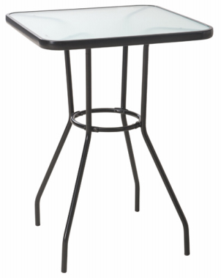 Four Seasons Courtyard S-DNT741PST-A Marbella Table, Black Steel Frame, Glass Top, Counter Height, 27-In. Sq.