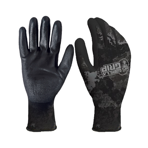 Work Gloves, Tac-Black, Polymer Coating, Men's XL