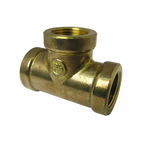 Pipe Fitting, Brass Tee, Lead-Free, 1/2-In. FPT