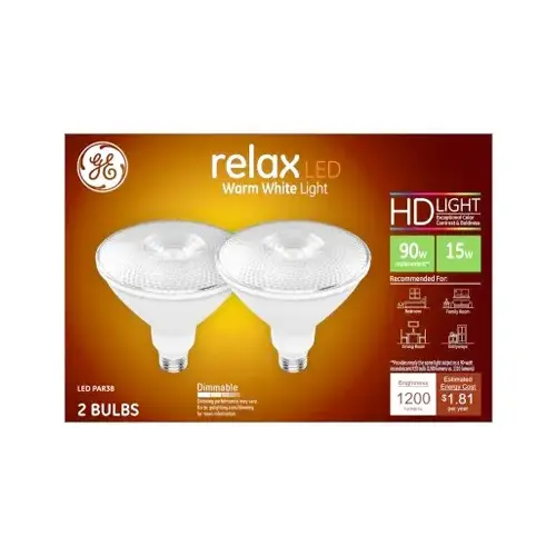 LED Light Bulbs, Soft White, Par 38, 15 Watts Pair