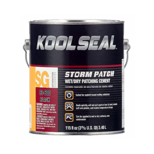 KOOL SEAL KS0083600-16 Storm Patch Series Patching Cement, Black, Liquid, 1 gal