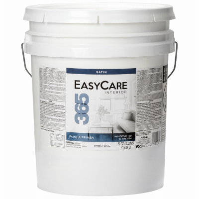 TRUE VALUE MFG COMPANY ECSE1-5G 365 Interior Latex Paint/Primer In One, White Satin, 5-Gallons